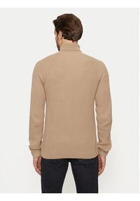 Jack & Jones Golf Pannel 12258472 Beżowy Regular Fit. Typ kołnierza: golf. Kolor: beżowy. Materiał: bawełna, syntetyk #2