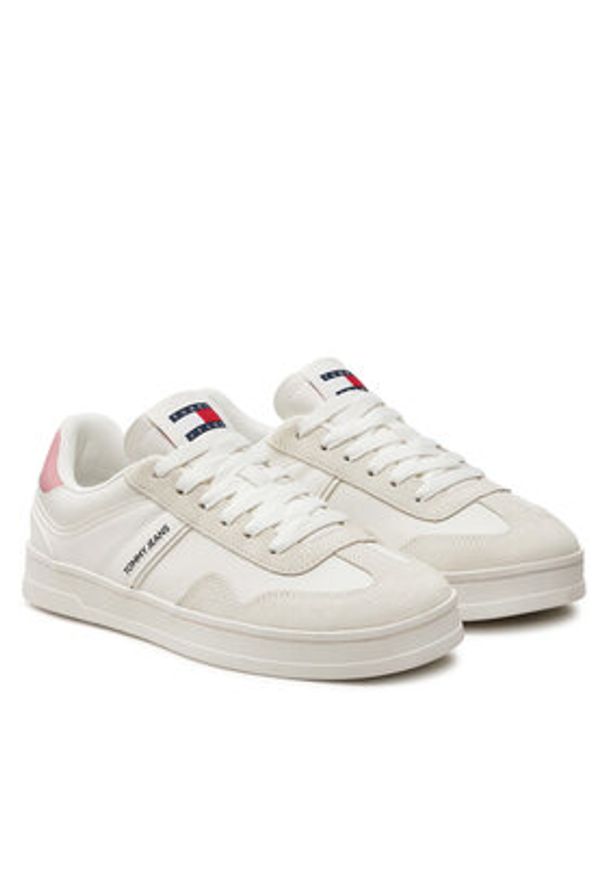 Tommy Jeans Sneakersy Tjw Court Sneaker EN0EN02552 Écru. Materiał: skóra, zamsz
