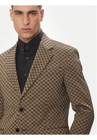 Karl Lagerfeld - KARL LAGERFELD Marynarka 155106 552115 Brązowy Slim Fit. Typ kołnierza: dekolt w karo. Kolor: brązowy #7