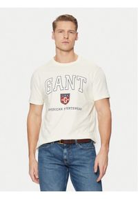 GANT - Gant T-Shirt 2003290 Écru Regular Fit. Materiał: bawełna
