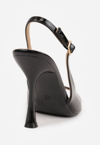 Born2be - Czarne Lakierowane Sandały VICES na Szpilce z Wyciętą Cholewką Lagurinia. Okazja: na co dzień. Zapięcie: sprzączka. Kolor: czarny. Materiał: lakier. Wzór: koronka. Obcas: na szpilce. Styl: casual #8