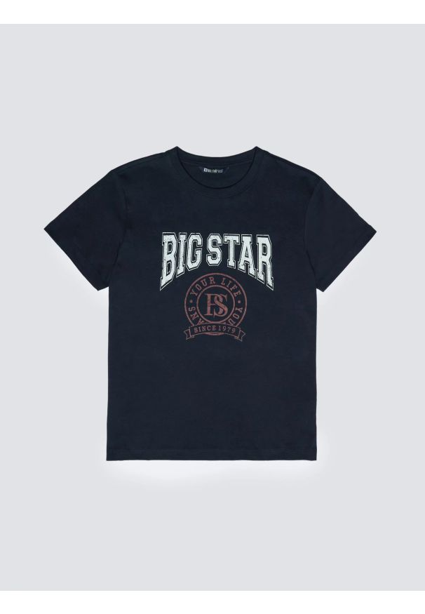 Big-Star - Koszulka chłopięca z nadrukiem granatowa Mauter 403. Okazja: na co dzień. Kolor: niebieski. Materiał: dzianina, jeans. Wzór: nadruk. Styl: casual, klasyczny, młodzieżowy
