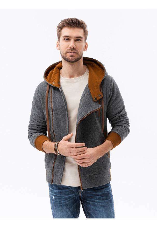 Brązowa bluza Ombre Clothing z kapturem