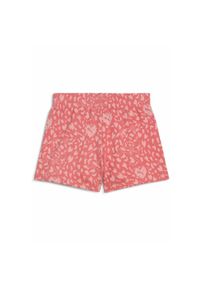 Puma - Młodzieżowe szorty Flaming Love z wysokim stanem PUMA Peach Frost Red. Stan: podwyższony. Kolor: czerwony. Wzór: nadruk