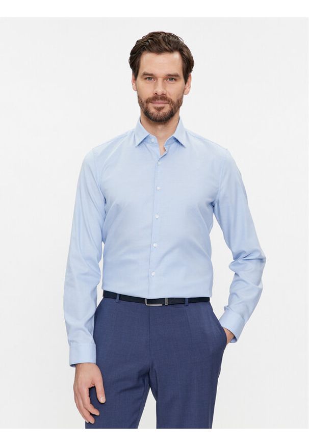 Calvin Klein Koszula Structure K10K112106 Niebieski Slim Fit. Kolor: niebieski. Materiał: bawełna