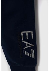 EA7 Emporio Armani dres bawełniany dziecięcy kolor niebieski. Okazja: na co dzień. Kolor: niebieski. Materiał: bawełna, dresówka. Długość: długie. Styl: casual #2
