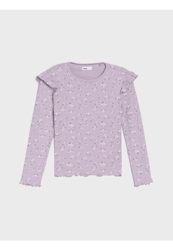 Sinsay - Prążkowana koszulka ze wzorkiem - wielobarwny. Materiał: prążkowany