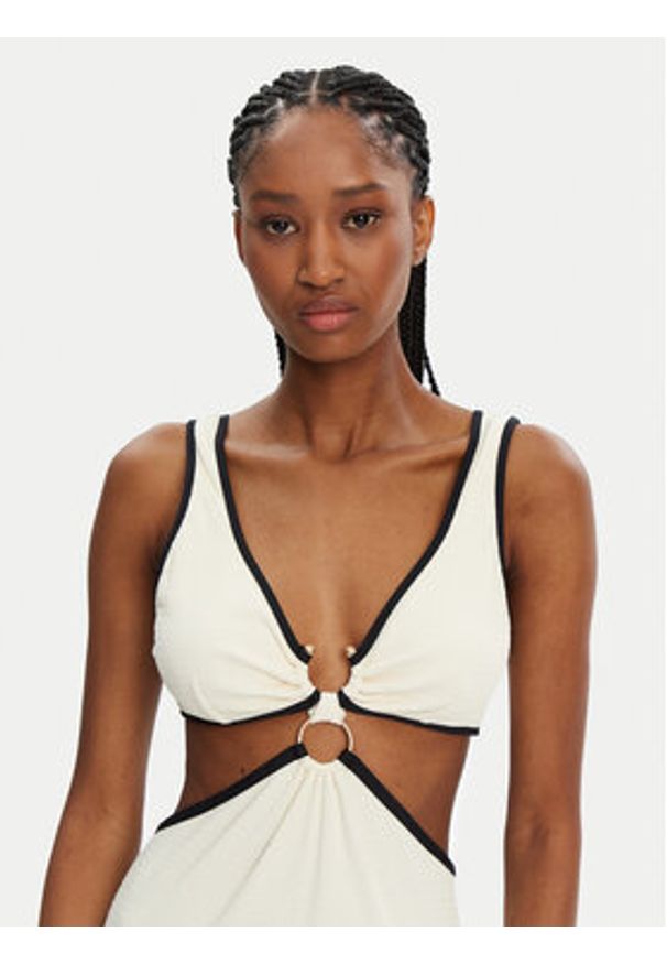 Seafolly Sukienka letnia Beach Bound 55111-DR Écru Slim Fit. Materiał: syntetyk. Sezon: lato