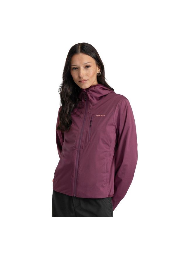 SIROKO - Damska przeciwdeszczowa kurtka trekkingowa Siroko Velora Purple. Typ kołnierza: kaptur. Kolor: fioletowy. Sezon: zima. Styl: sportowy