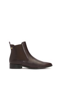 Kazar - Ciemnobrązowe skórzane sztyblety damskie. Kolor: brązowy. Materiał: skóra #1