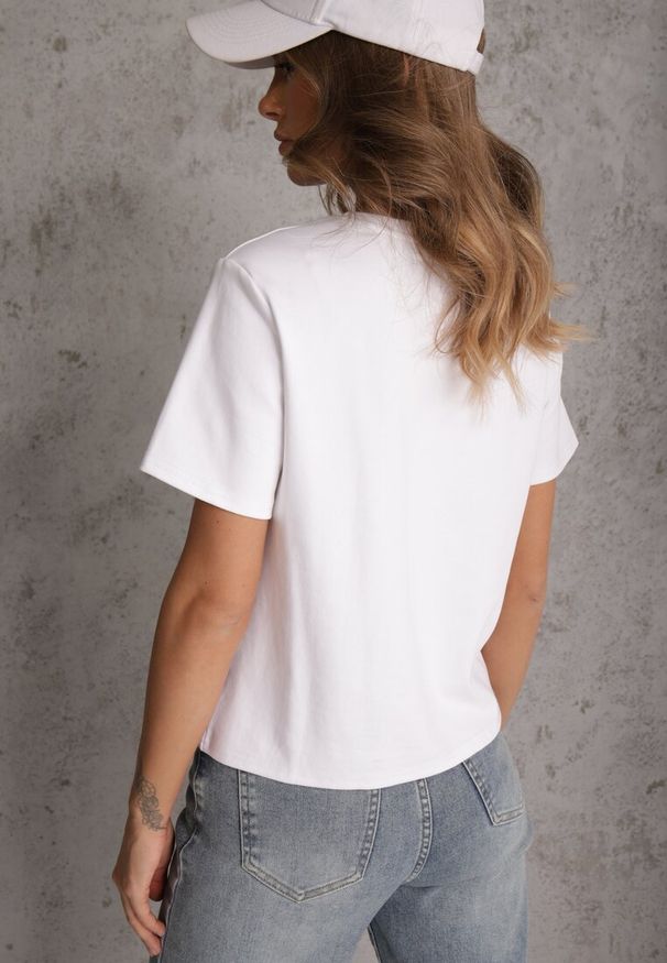 Renee - Biały Casualowy T-shirt z Bawełny Nealiara. Okazja: na co dzień. Kolor: biały. Materiał: bawełna. Wzór: aplikacja. Styl: casual