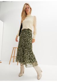 bonprix - Spódnica z siatkowego materiału. Kolor: zielony. Materiał: materiał #3