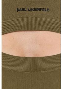 Karl Lagerfeld bluzka 221W2005 damska kolor zielony z aplikacją. Kolor: zielony. Długość rękawa: krótki rękaw. Długość: krótkie. Wzór: aplikacja #5