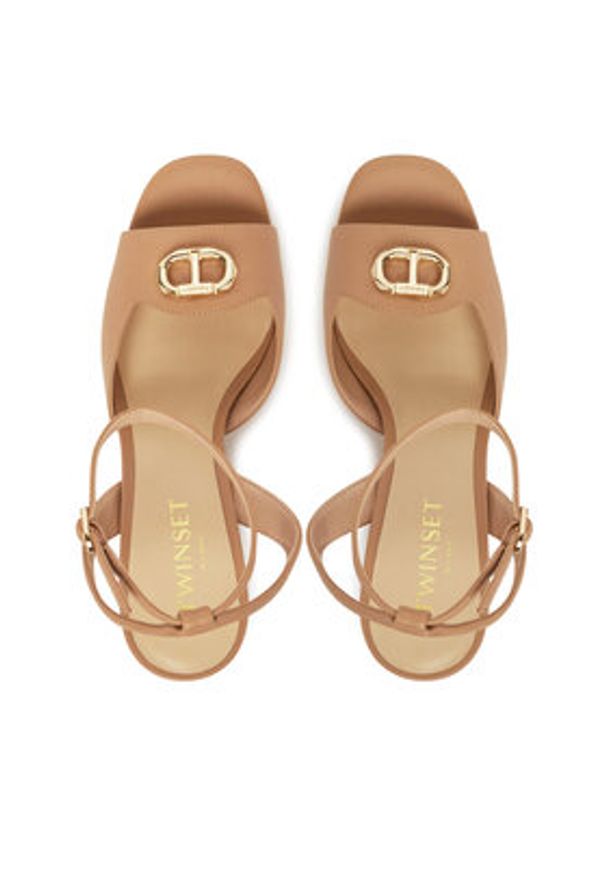 TwinSet - TWINSET Sandały 251TCP122 Brązowy. Kolor: brązowy. Materiał: skóra