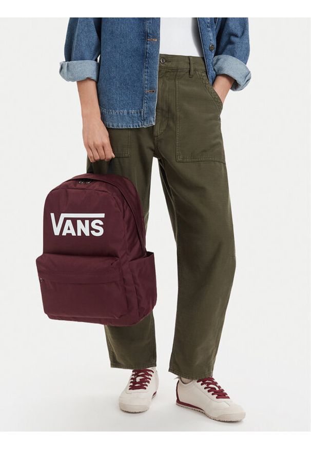 Vans Plecak C-OLD SKOOL PRINT VN000H504QU1 Bordowy. Kolor: czerwony. Materiał: materiał. Wzór: nadruk