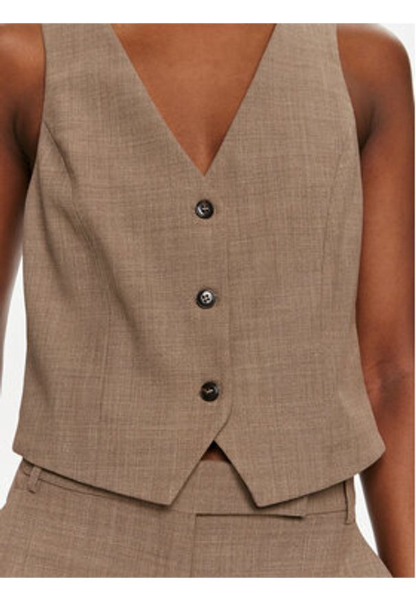 MAX&Co. Kamizelka 2426156012200 Brązowy Regular Fit. Kolor: brązowy. Materiał: wełna, syntetyk