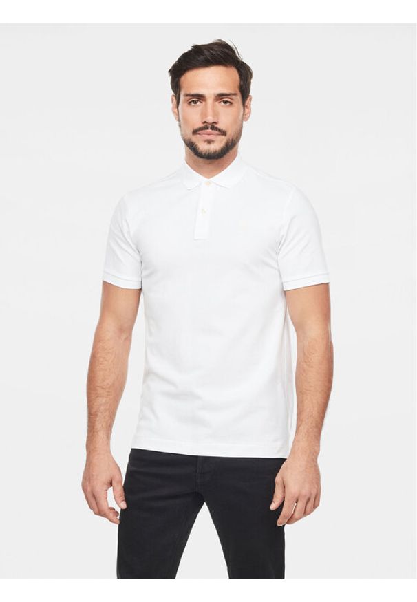 G-Star RAW - G-Star Raw Polo Dunda D11595-5864 Biały Regular Fit. Typ kołnierza: polo. Kolor: biały. Materiał: bawełna