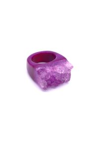 Brazi Druse Jewelry - Pierścionek Agat Druza Fuksja rozmiar 18. Kolor: różowy. Kamień szlachetny: agat