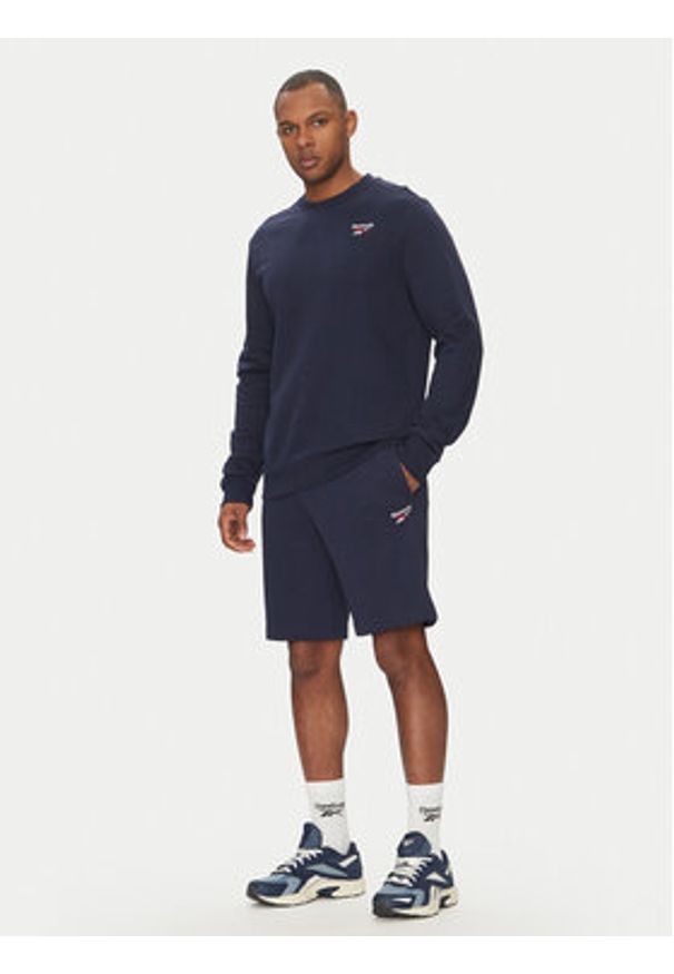 Reebok Bluza 100217146 Granatowy Regular Fit. Kolor: niebieski. Materiał: bawełna