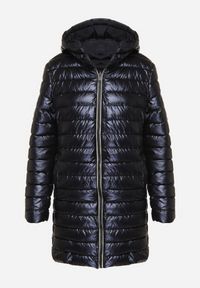 Born2be - Granatowa Pikowana Kurtka Dwustronna z Kapturem Alarrise. Okazja: na spacer. Typ kołnierza: kaptur. Kolor: niebieski. Materiał: skóra, jeans. Wzór: gładki #6