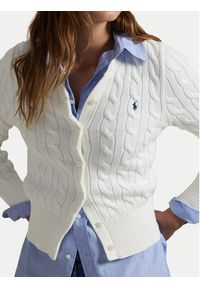 Polo Ralph Lauren Kardigan 211891643001 Biały Regular Fit. Typ kołnierza: polo. Kolor: biały. Materiał: bawełna