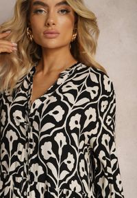 Renee - Czarna Koszulowa Sukienka Ozdobiona Ornamentalnym Printem Crypta. Kolor: czarny. Materiał: tkanina. Wzór: aplikacja, nadruk. Typ sukienki: koszulowe #2
