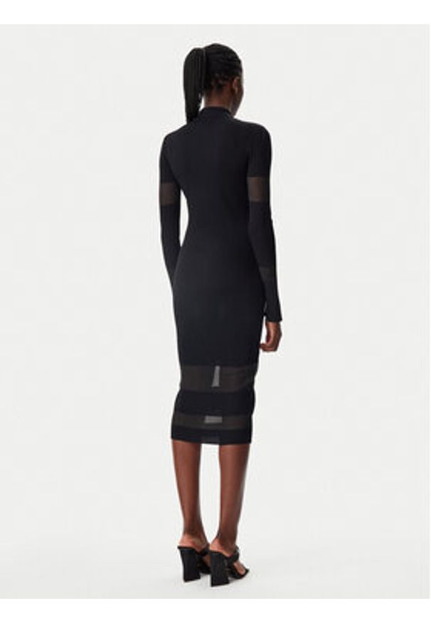 Patrizia Pepe Sukienka dzianinowa 8A1420/K078-K103 Czarny Slim Fit. Kolor: czarny. Materiał: wiskoza