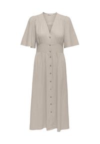 only - ONLY Sukienka codzienna Tizana 15373535 Beżowy Regular Fit. Okazja: na co dzień. Kolor: beżowy. Materiał: bawełna. Typ sukienki: proste. Styl: casual #7
