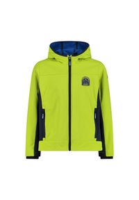 Kurtka dziecięca turystyczna CMP 34A0844. Okazja: na co dzień. Typ kołnierza: kaptur. Kolor: zielony. Materiał: softshell. Styl: casual, sportowy. Sport: turystyka piesza #1