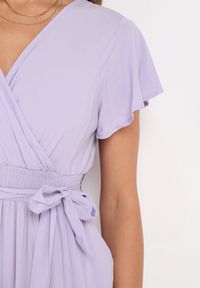 Born2be - Fioletowy Kombinezon z Wiskozy Cephinous. Okazja: na co dzień. Kolor: fioletowy. Materiał: wiskoza. Długość rękawa: krótki rękaw. Długość: krótkie. Wzór: jednolity. Sezon: lato. Styl: casual #3