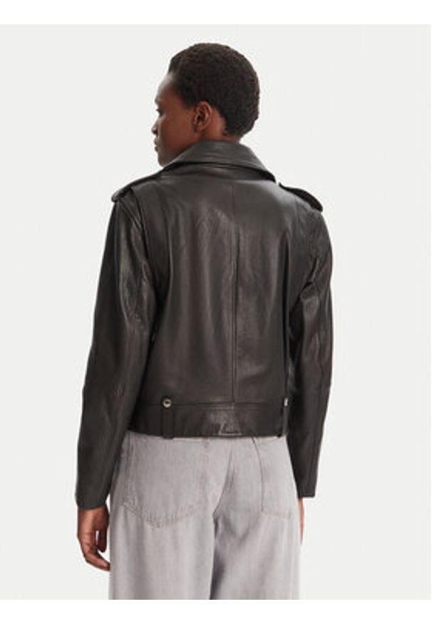 BOSS Kurtka skórzana C_Sandy 50541769 Czarny Regular Fit. Kolor: czarny. Materiał: skóra