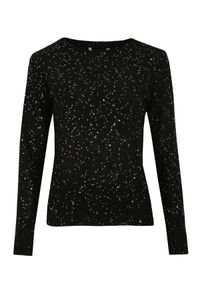 TOP SECRET - Sweter z ozdobną aplikacją. Kolor: czarny. Materiał: dzianina. Wzór: aplikacja. Sezon: zima, jesień #3