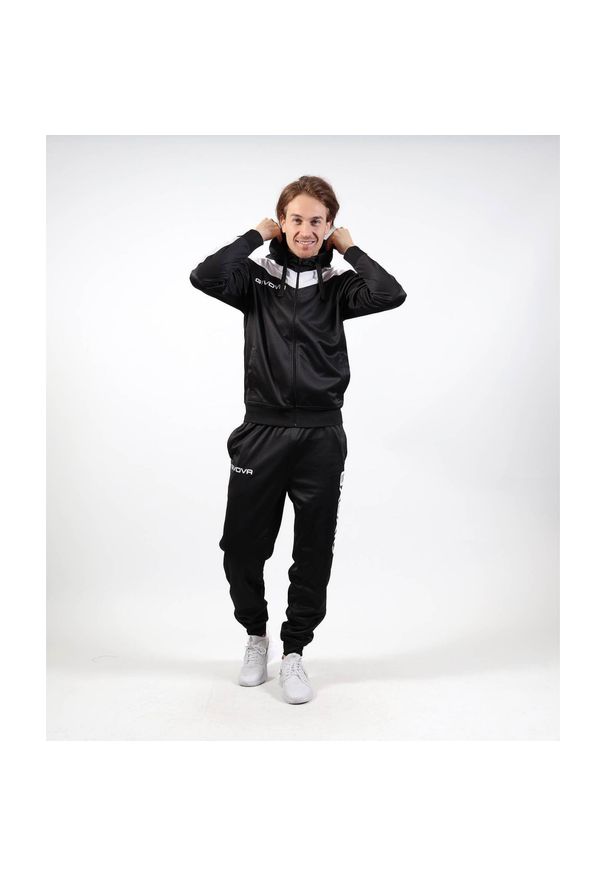 Givova - Dres Roma Polarfleece z Kapturem – 2XS. Kolor: wielokolorowy, biały, czarny. Materiał: dresówka. Sport: piłka nożna