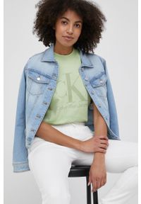 United Colors of Benetton kurtka jeansowa damska przejściowa. Okazja: na co dzień. Kolor: niebieski. Materiał: jeans. Styl: casual #7