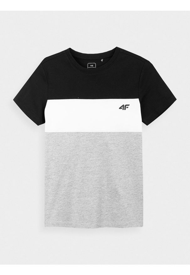 4f - T-shirt chłopięcy (122-164). Kolor: czarny. Materiał: bawełna, dzianina
