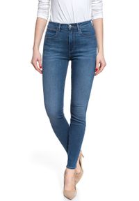 Wrangler - DAMSKIE SPODNIE JEANSOWE WRANGLER HIGH RISE SKINNY MID INDIGO W27HVQX8E. Okazja: na co dzień. Stan: podwyższony. Styl: casual, elegancki #5