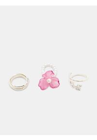 Sinsay - Pierścionki z motywem kwiatowym 3 pack - wielobarwny. Wzór: kwiaty #1