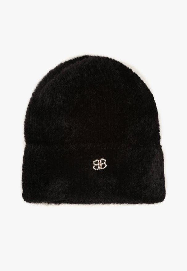 Renee - Czarna Czapka Beanie z Wiskozą Wełną i Naszywką Zolirra. Kolor: czarny. Materiał: wełna, wiskoza. Wzór: aplikacja. Styl: casual, elegancki