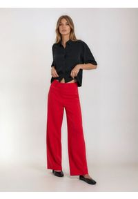 Sinsay - Spodnie wide leg z domieszką wiskozy - czerwony. Kolor: czerwony. Materiał: wiskoza