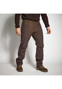 SOLOGNAC - Spodnie Solognac 540 wzmocnione. Kolor: brązowy. Materiał: poliamid, materiał, bawełna