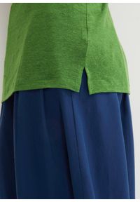 bonprix - Tank top z lnu. Kolor: zielony. Materiał: len