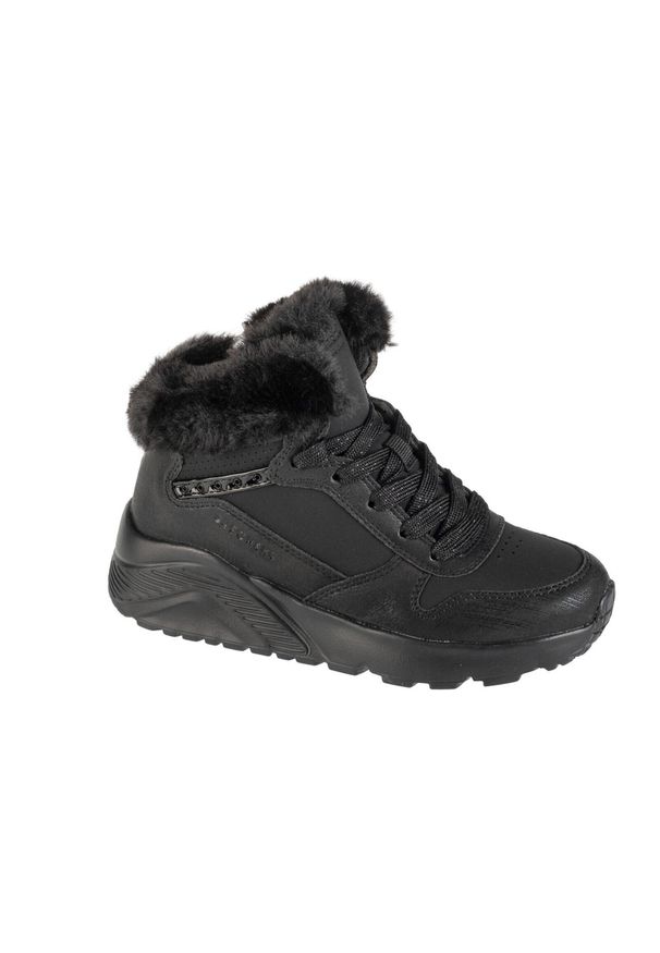 skechers - Buty zimowe dziewczęce, Uno Lite - Comfurt Collar. Kolor: czarny. Sezon: zima. Styl: sportowy