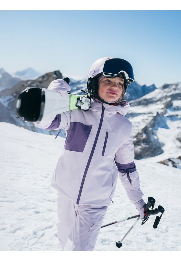 4f - 4F Kurtka narciarska membrana 10000 dziewczęca - fioletowa 122 (6-7 lat). Kolor: fioletowy. Materiał: poliester, materiał. Sezon: lato