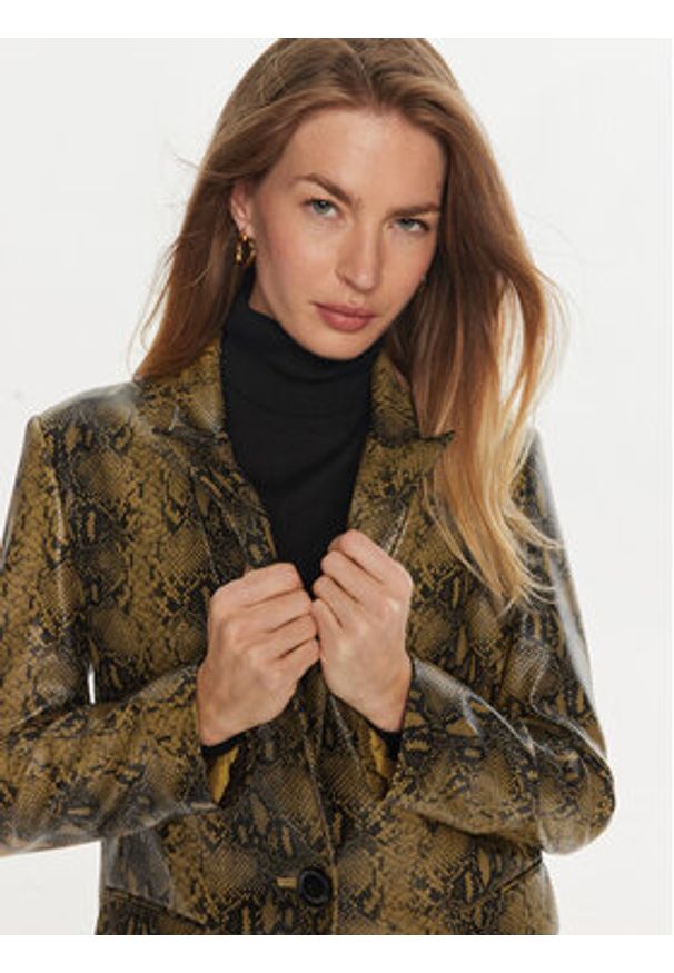 Sisley Marynarka 2S6VLW029 Brązowy Regular Fit. Kolor: brązowy. Materiał: skóra