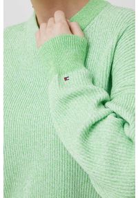 TOMMY HILFIGER - Tommy Hilfiger sweter bawełniany kolor zielony. Kolor: zielony. Materiał: bawełna. Długość rękawa: długi rękaw. Długość: długie. Wzór: ze splotem #2