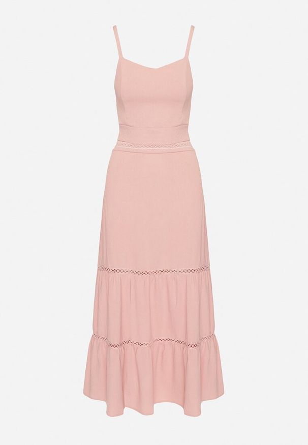 Born2be - Różowy Komplet z Dopasowanym Topem i Rozkloszowaną Spódnicą Addira. Kolor: różowy. Materiał: materiał. Wzór: gładki