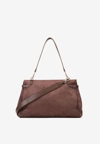 Born2be - Bordowa Elegancka Torebka Listonoszka na Ramię z Imitacji Zamszu Senesse. Kolor: czerwony. Materiał: zamszowe. Styl: elegancki. Rodzaj torebki: na ramię #4