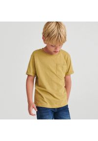 Reserved - Melanżowy t-shirt z kieszonką - Brązowy. Kolor: brązowy. Wzór: melanż #1