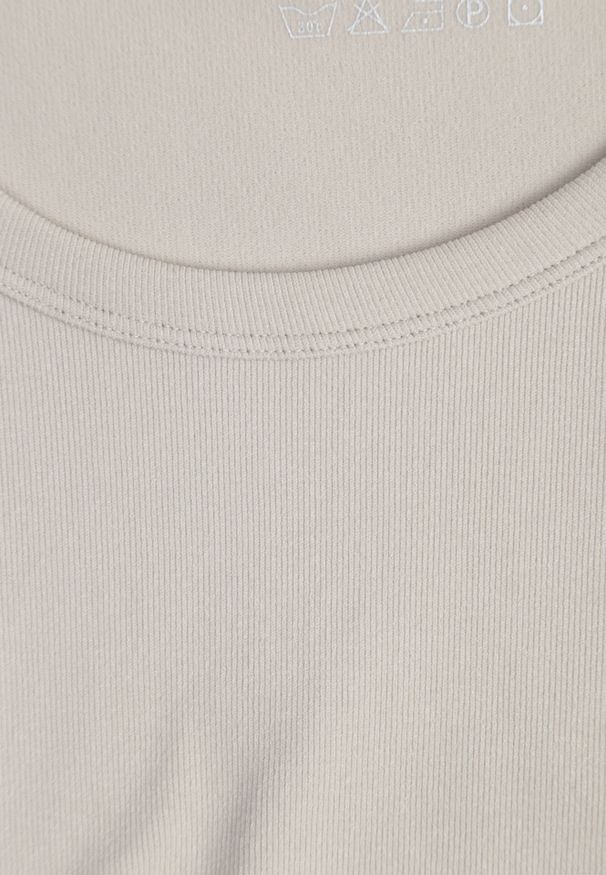 Renee - Beżowy Krótki T-shirt Basic z Okrągłym Dekoltem Gresalor. Okazja: na co dzień. Kolor: beżowy. Materiał: jeans, zamsz. Długość: krótkie. Styl: klasyczny, casual