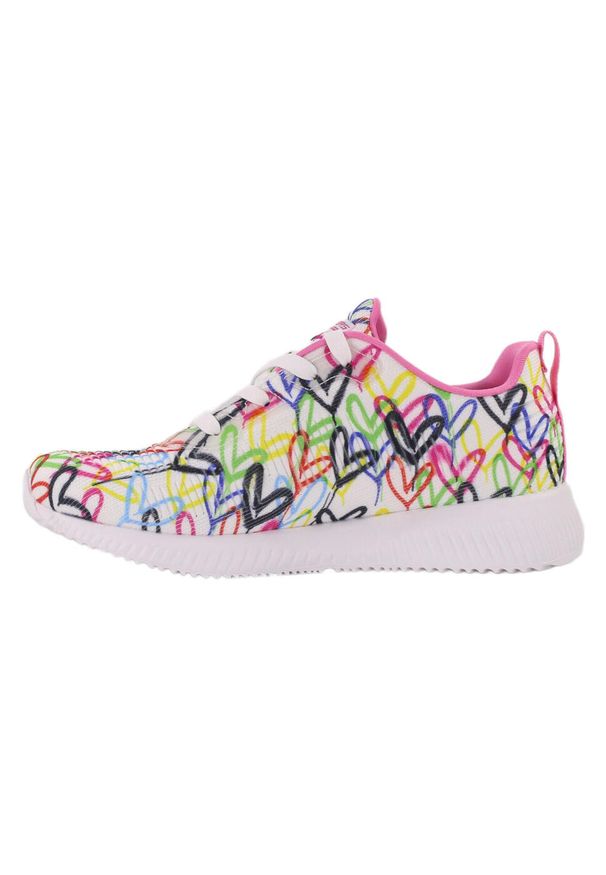 skechers - Buty na co dzień damskie SKECHERS BOBS SQUAD sportowe ozdobne. Okazja: na co dzień. Kolor: biały. Wzór: aplikacja